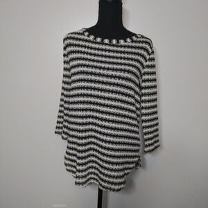 *3/$25* Splendid Tunic Stripe Open Knit Boat Neck Light